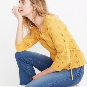 Madewell Scalloped Eyelet Top M Yellow used once